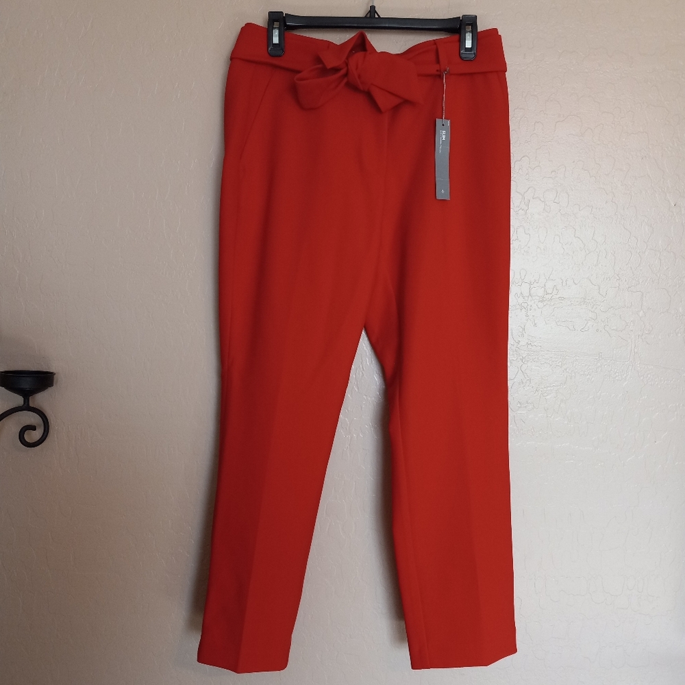 LOFT Julie Slim Fit Red Tie Waist Trouser Pants